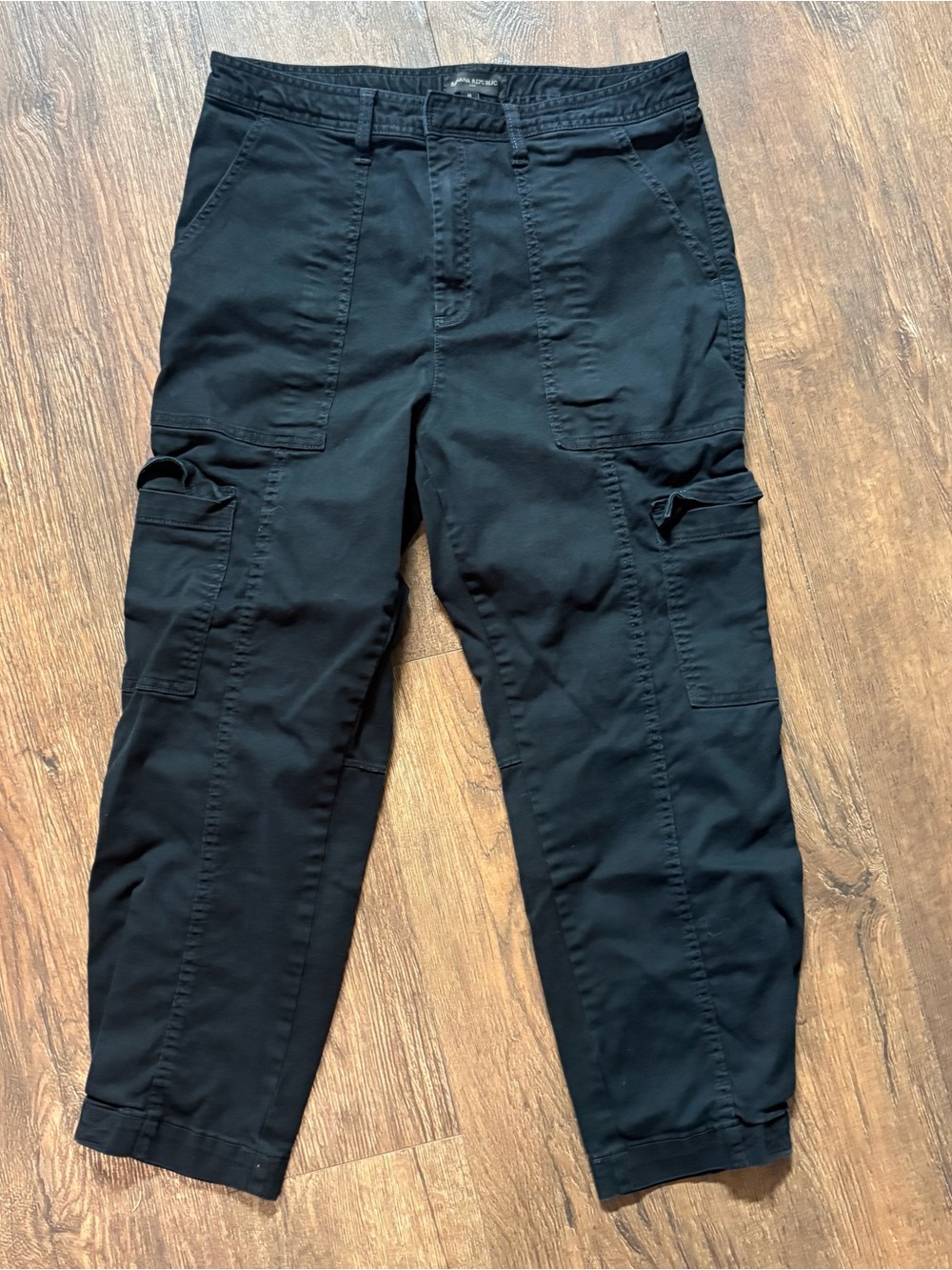Banana Republic Womens Black Cargo Pants Utility Tapered High Rise Size 10